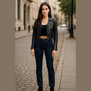 Women's Foxy Jeans Blue Straight Leg Jeans Juniors 7 with Orange Stitching